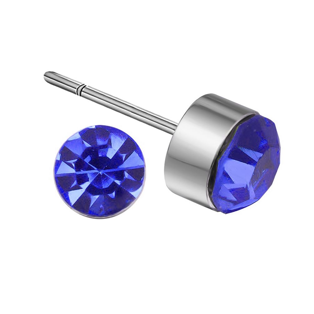 Women's Girls Small Crystal Stud Earrings Jewellery Dark Blue Quality Product from UK Seller