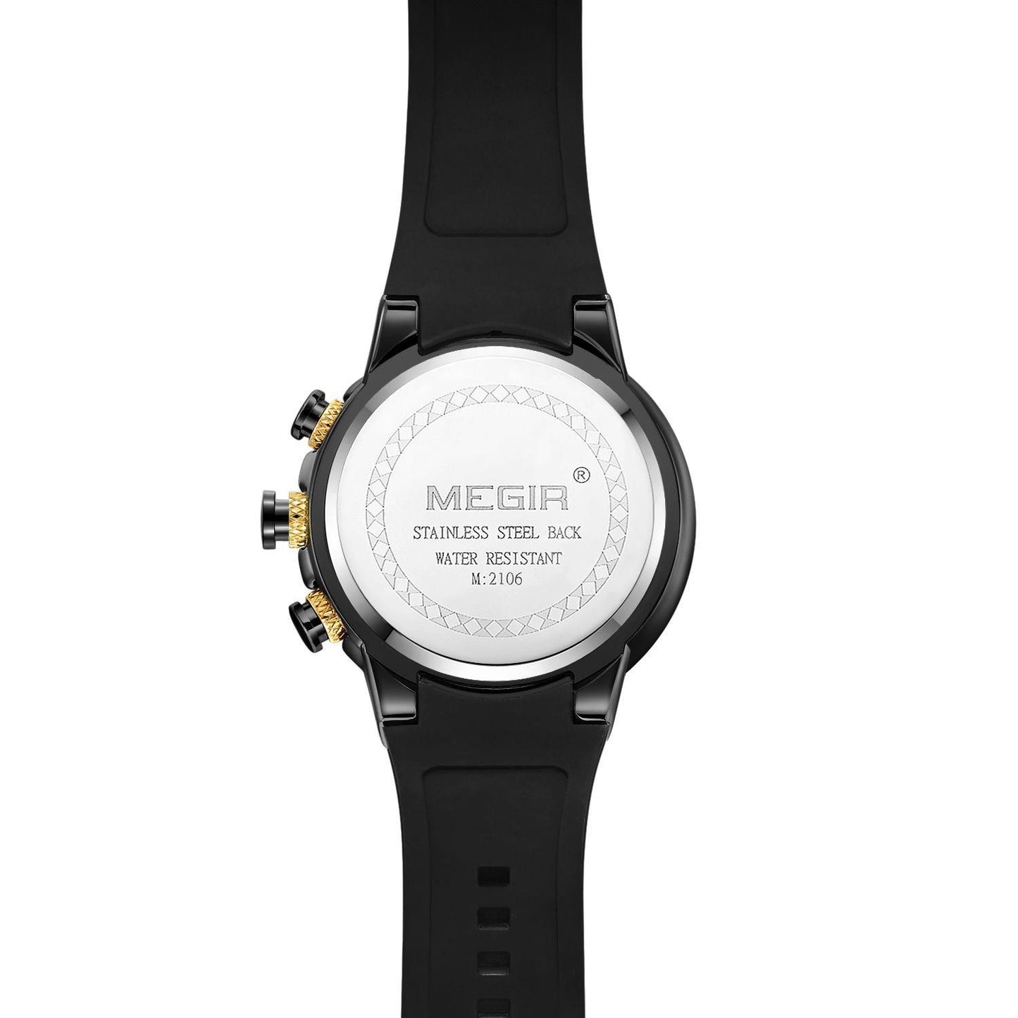 Megir Mens Quartz Analogue Watch Black Gold Red Smart Watches UK