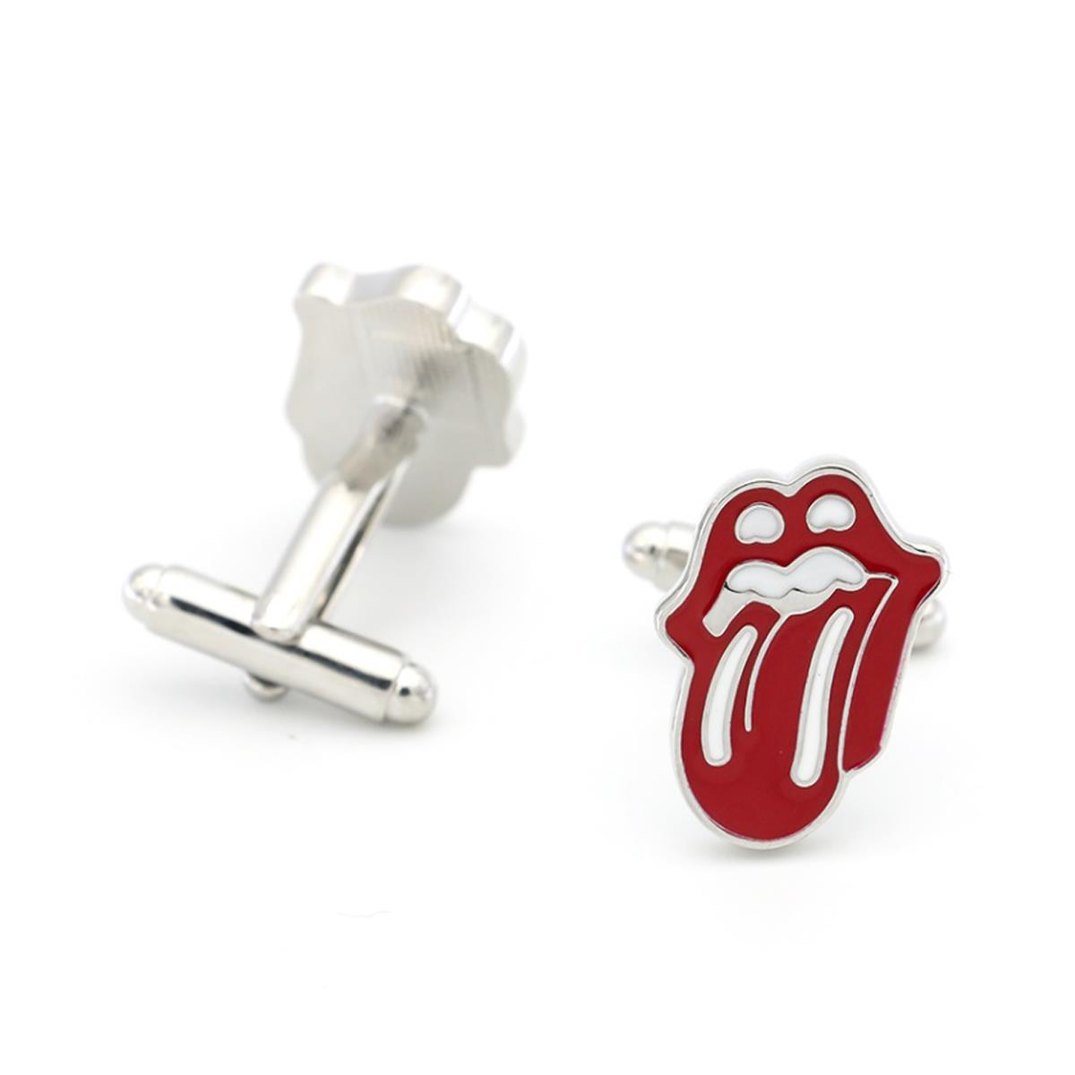 Charles William Silver Red Stick Out Tongue Cufflinks Diss Rude Lips Mouth Teeth Cheeky Present UK