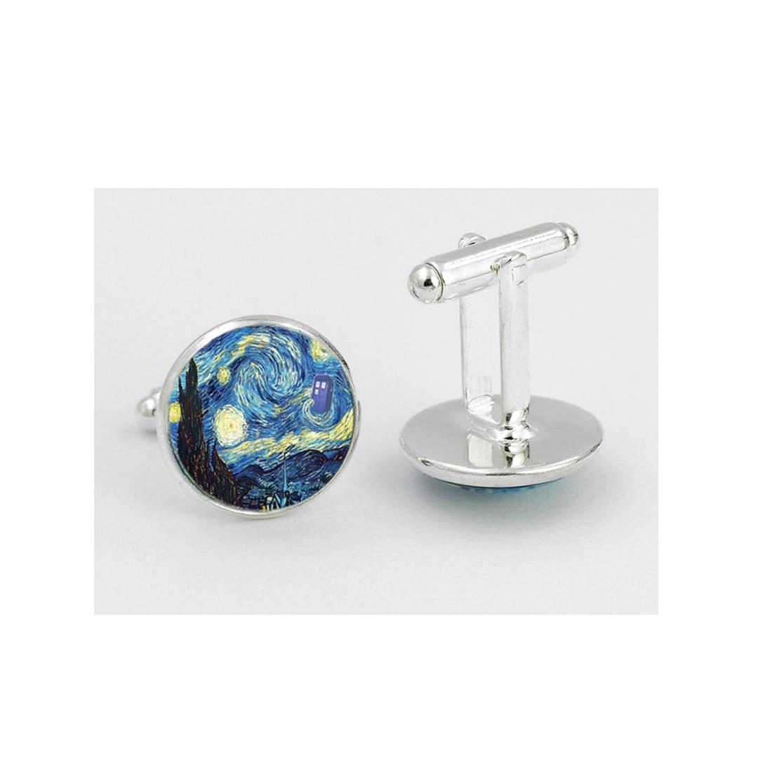 Charles William Unique Novelty Cufflinks Vincent Van Gogh The Starry Night Fashion
