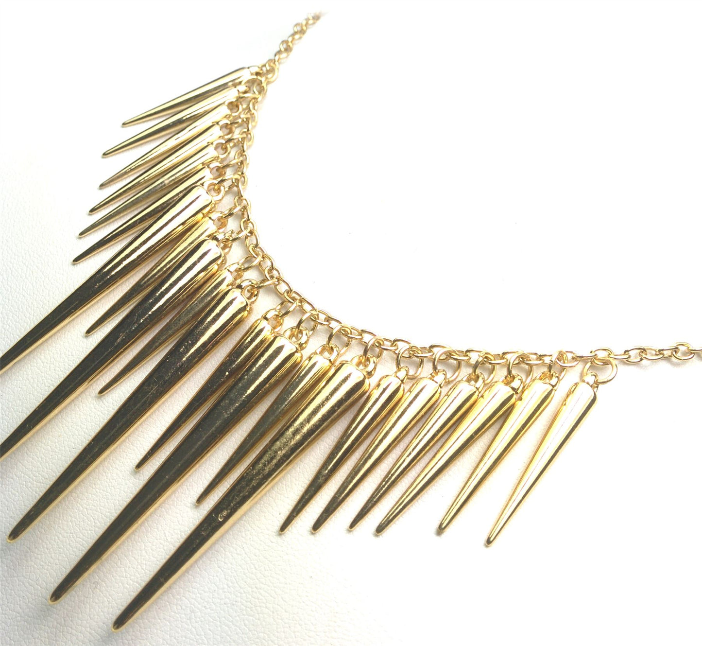 Charles William Women's Gold Spike Rivet Tassel Bib Necklace Accessory Fashion UK Seller