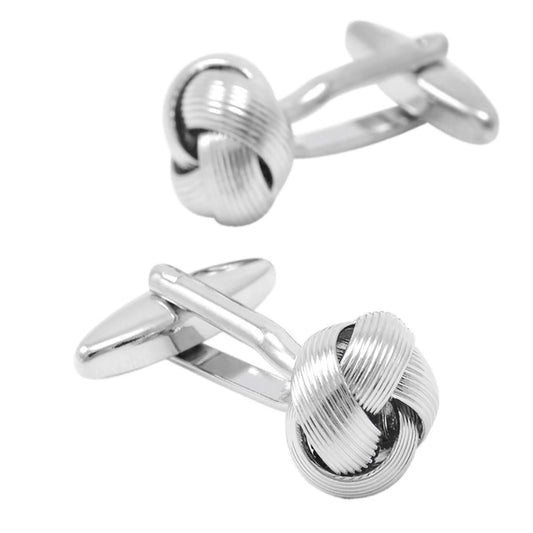 Charles William Silver Knot Cufflinks Flat Weave Style Single Large Silver Knot Wedding