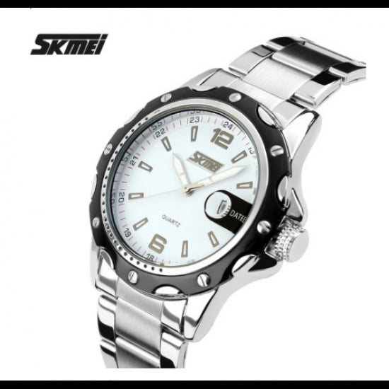 Skmei Mens Watch Stunning Analogue Watches Silver Stainless Steel Date SK0992 UK