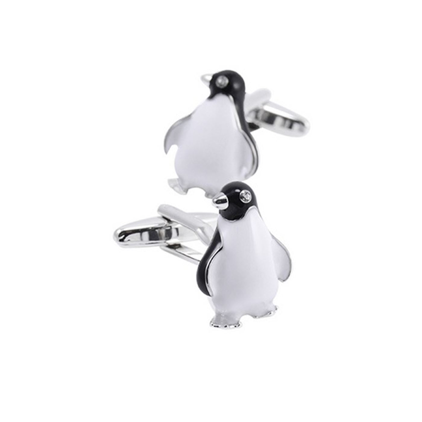 Charles William Novelty Cute Penguin Black White Silver Cufflinks High Quality Gift Office Shirt UK