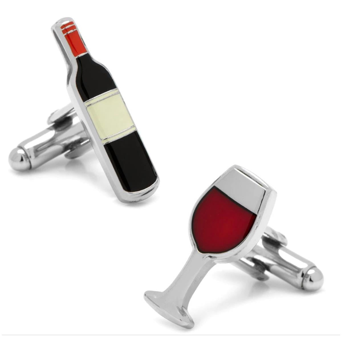 Charles William Silver Red Wine Glass Cufflinks Restaurant Present Drink Liquor Cocktail Drunk Pub