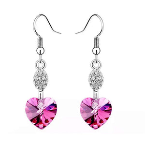 Heart Shaped Dangle Hot Pink Earrings Ladies Jewellery from Charles William