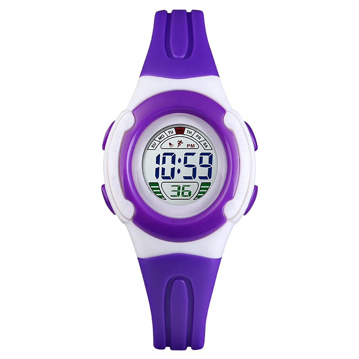 Skmei Childrens Kids Watch Girls Or Boys Stopwatch Alarm Light Purple