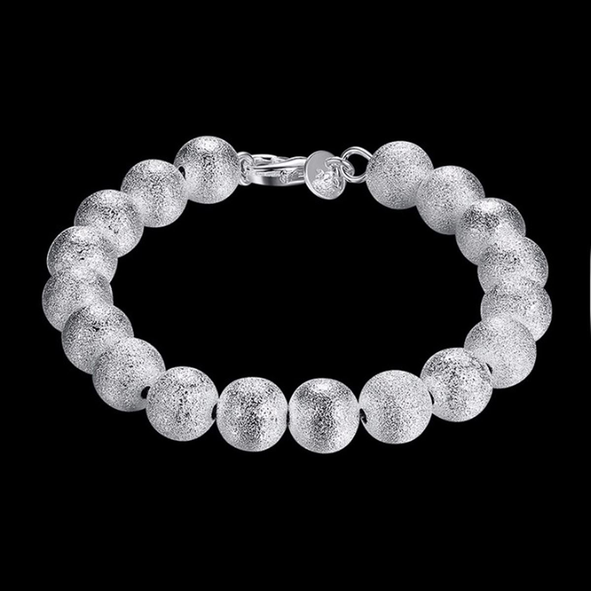 Women's Ladies Girls Textured Silver Plated Ball Bracelet Bangle UK Seller BG1718