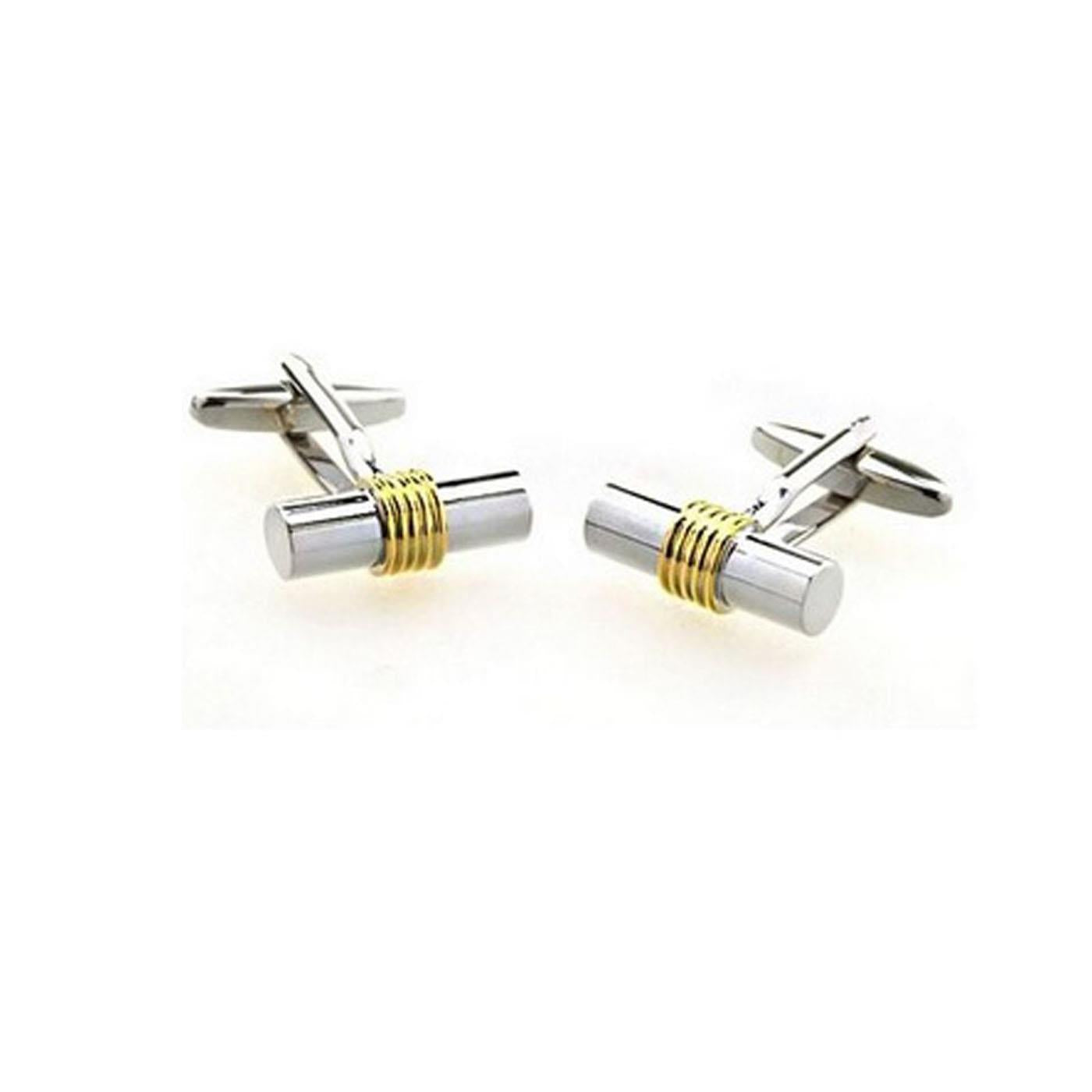 Charles William Elegant Two Tone Gold Silver Barrel Round Cufflinks Smart Office Wedding UK