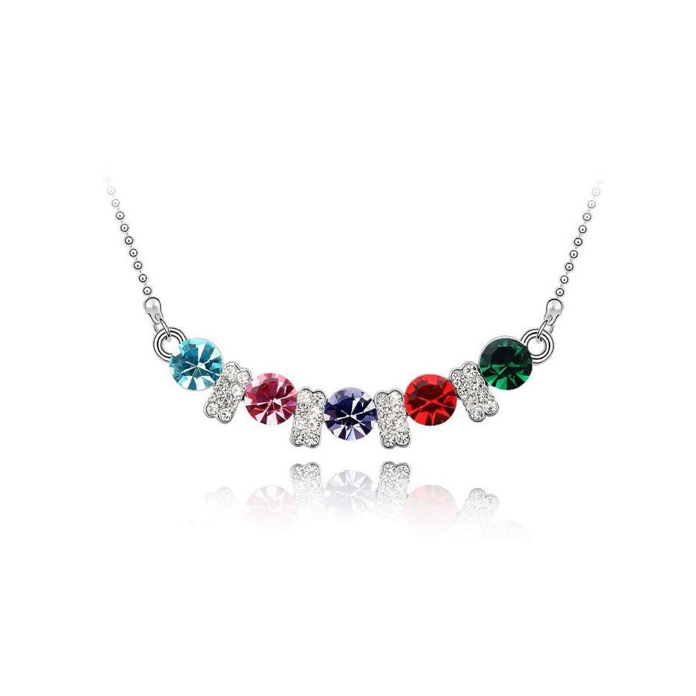 Girls Crystal Multi Colour Stone Pendant Necklace 7 Colours Available UK Seller