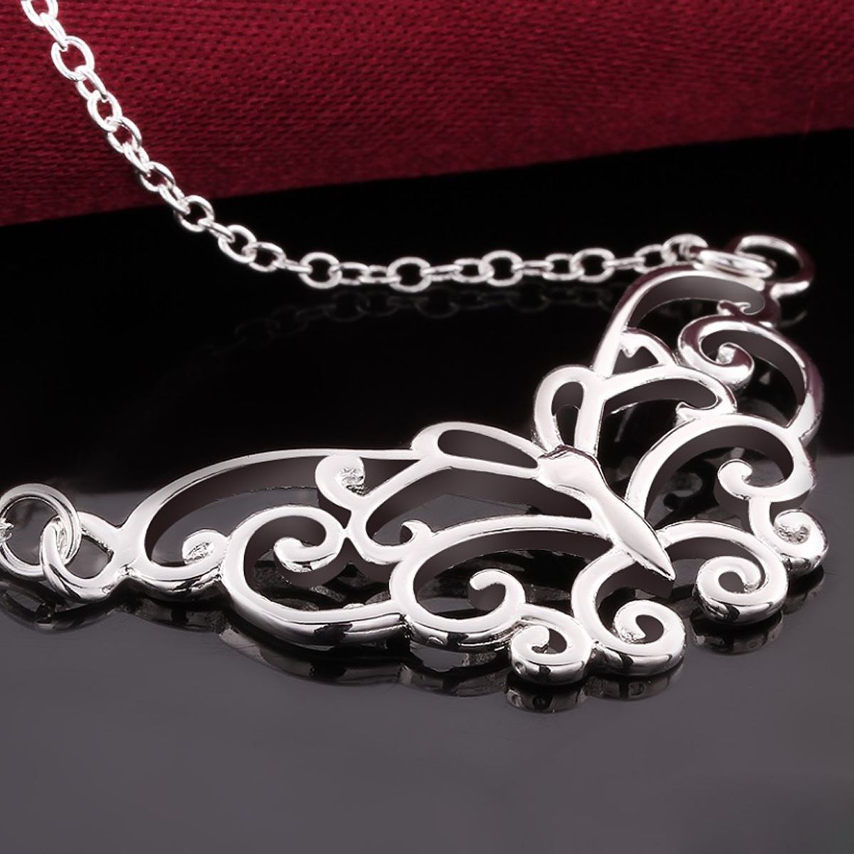 Beautiful Butterfly Pendant Necklace Silver Plated Jewellery Intricate Design UK Seller