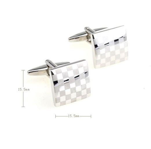 Charles William Cubed Checkerboard Chess Silver Designer smart Cufflinks Wedding Birthday