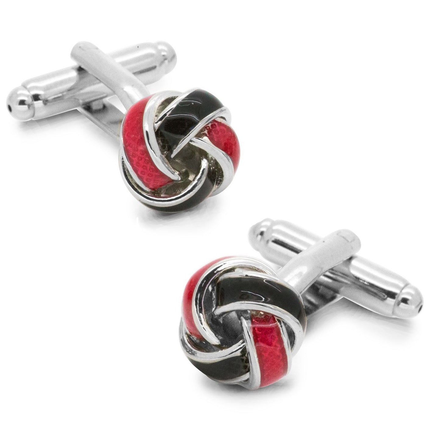 Charles William Red & Black Knot Twisted Cufflinks Silver Tone Cuff Links For All Occasions