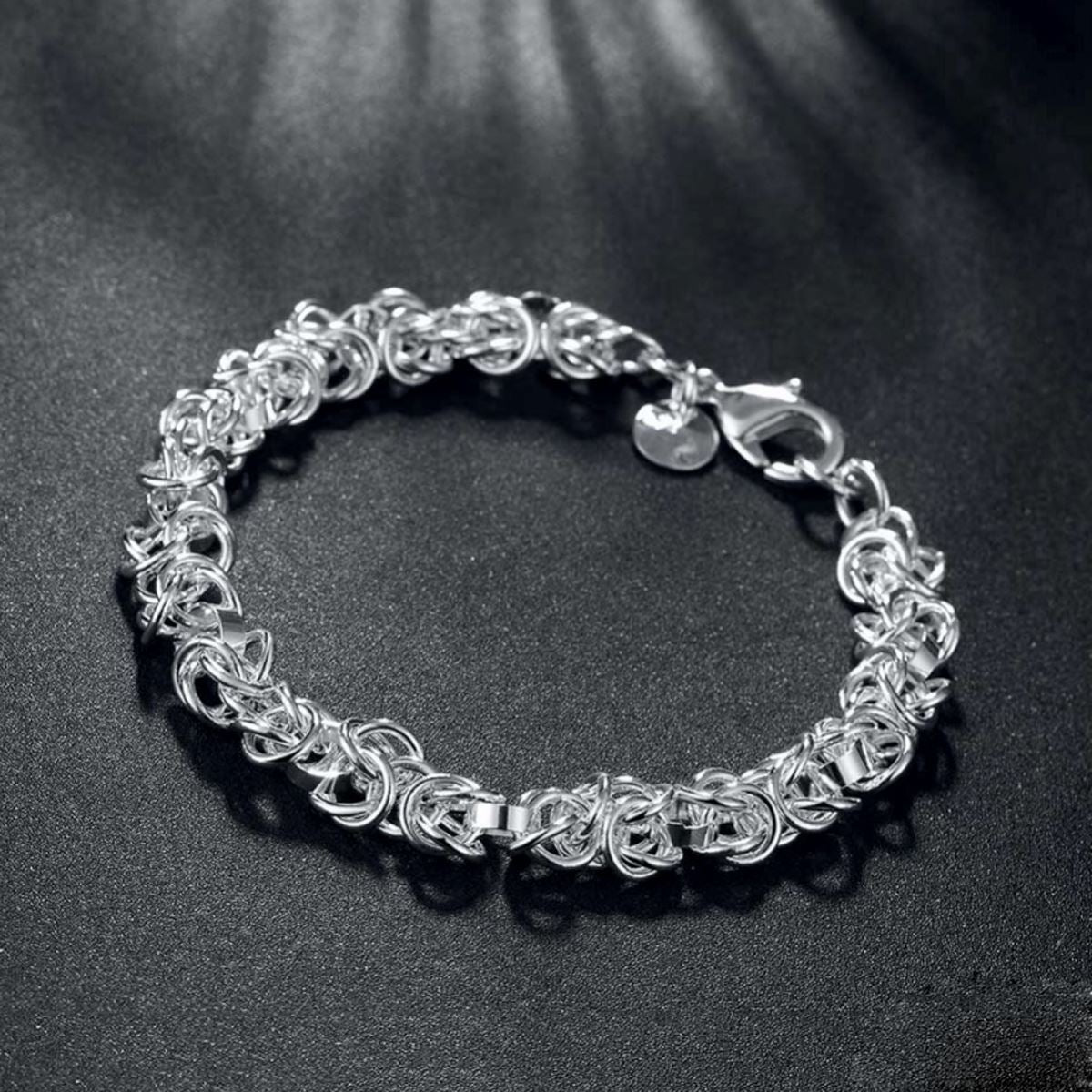 Women's Ladies Intricate Silver Plated Chain Bracelet With Lobster Clasp Close Modern Design UK Seller