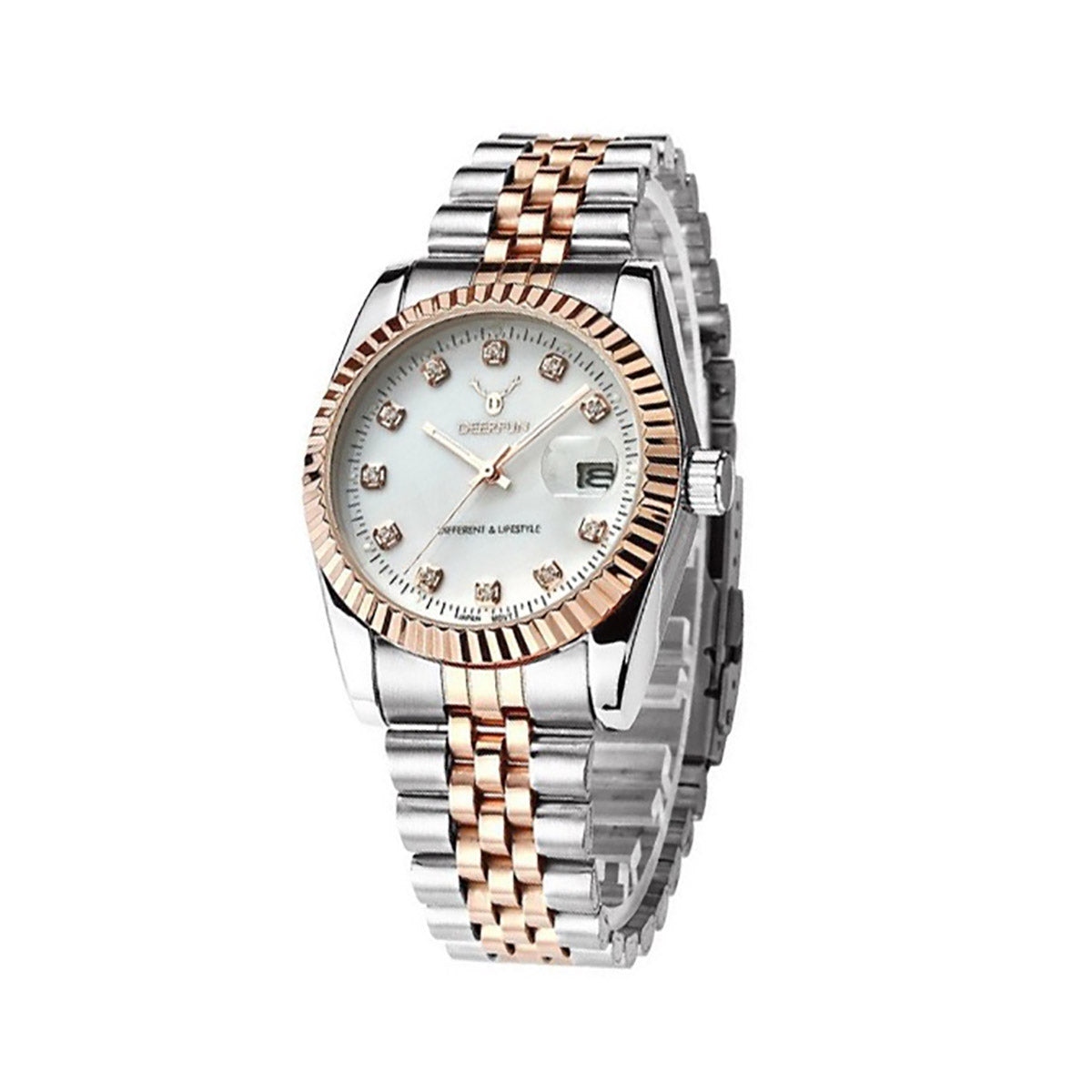 Deerfun Ladies Watch Two Tone Silver And Gold Two Tone With Date Display