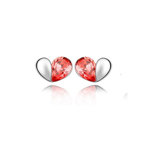 Fire Orange Love Heart Stud Earrings Crystal Silver Jewellery Charles William