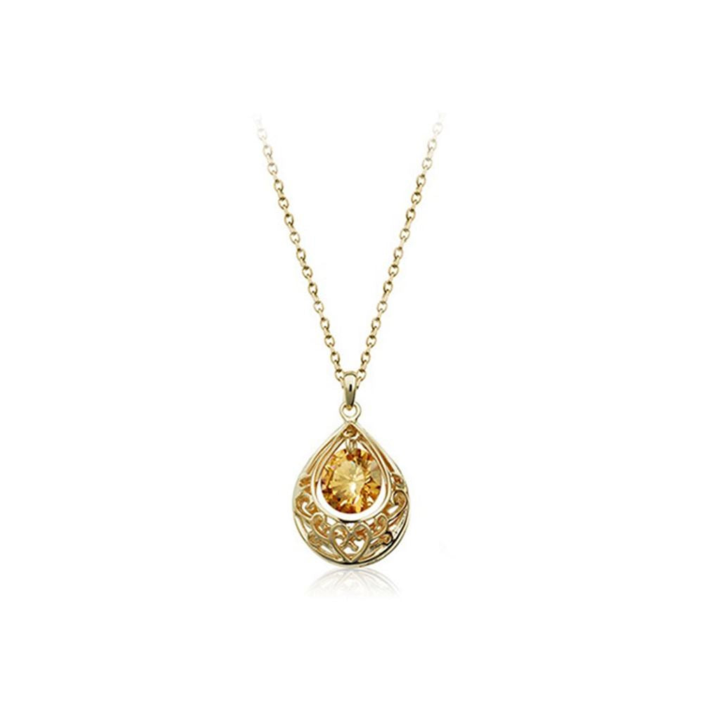 Gold & Champagne Hollow Teardrop Necklace Christmas Gift Women's Present UK