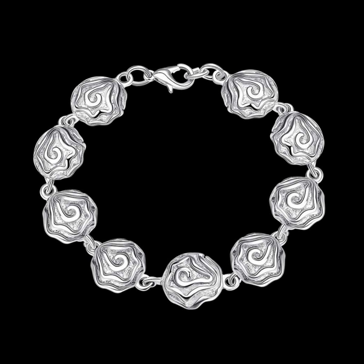 Women's Ladies Rose Design Charm Bracelet Bangle Lobster Clasp Jewellery BG1725