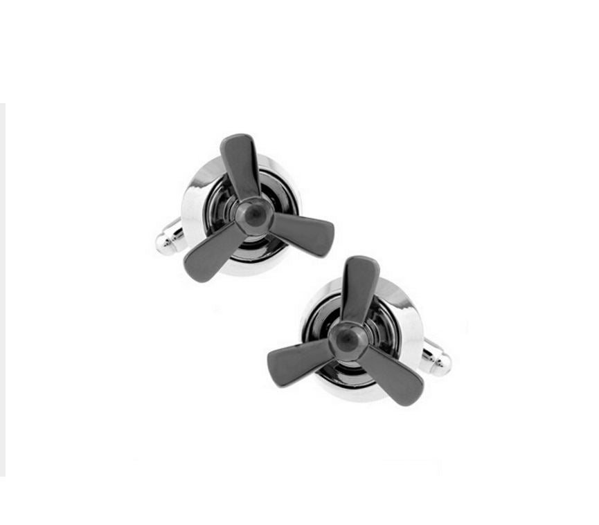 Charles William Luxury Spinner Propeller Cufflinks Silver Helicopter Boat Pilot Airplane Jet UK