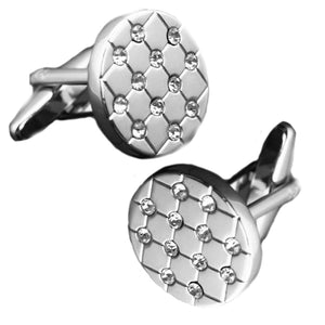 Charles William Silver Round Cufflinks with Stone Elements
