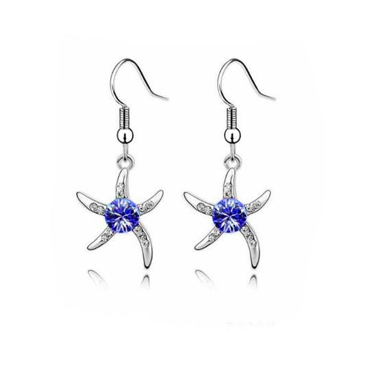 Ladies Silver Starfish Earrings Dark Blue Elements Ladies Jewellery from Charles William