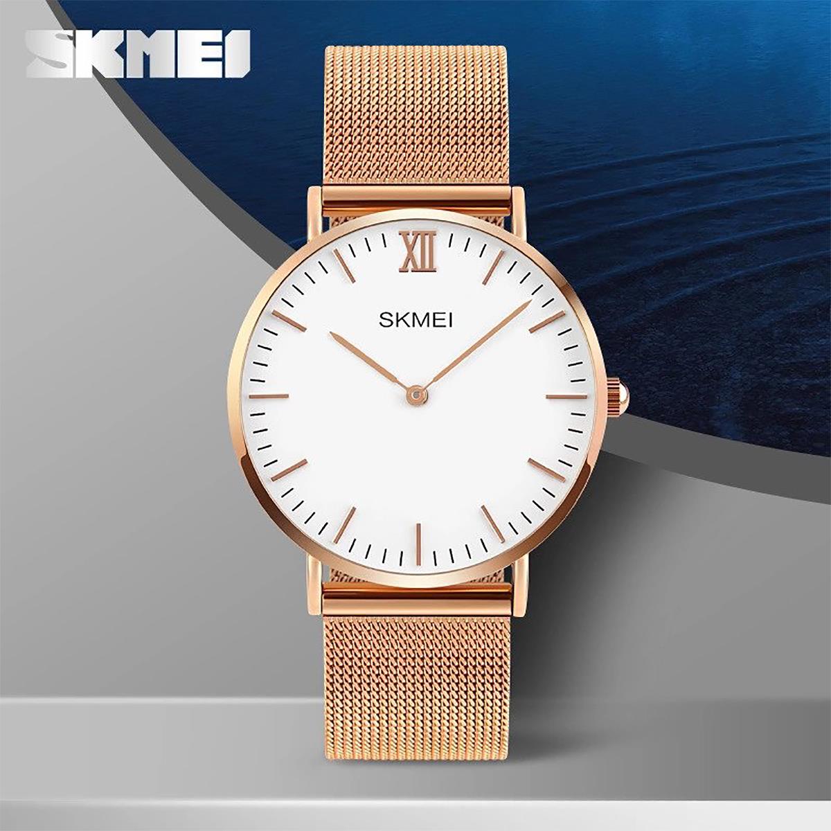 Skmei Mens Rose Gold Ultra Thin Classic Watch Stainless Steel Strap Clear Display SK1811RG