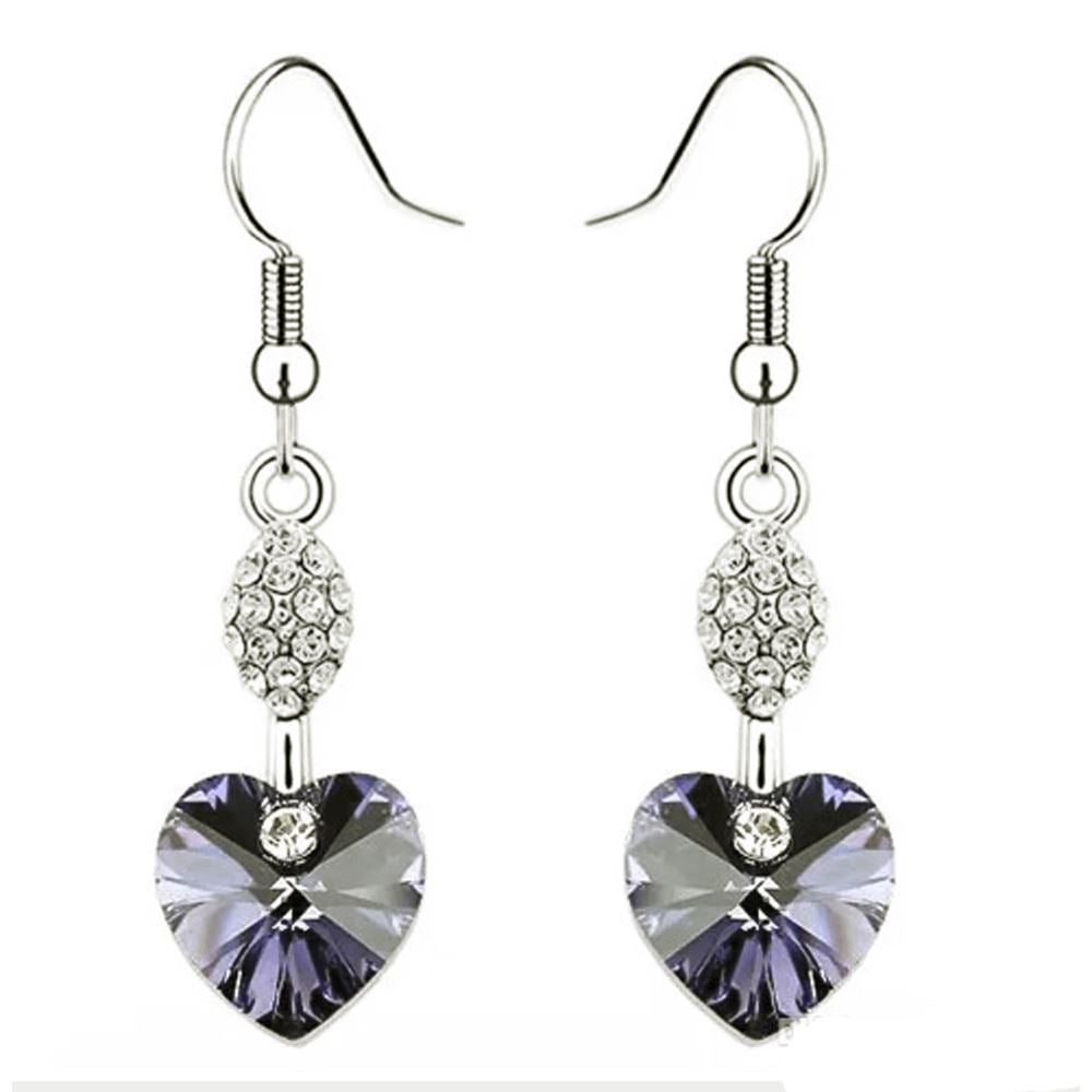 Heart Shaped Dangle Light Purple Earrings Ladies Jewellery from Charles William