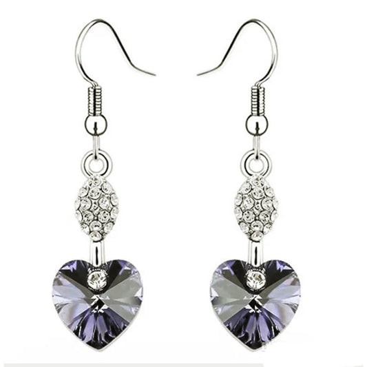 Heart Shaped Dangle Light Purple Earrings Ladies Jewellery from Charles William