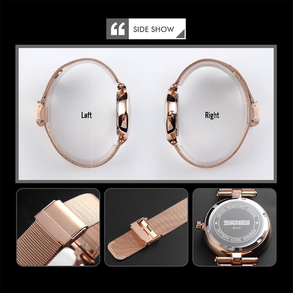 Skmei Women's Ladies Watch Rose Gold Mesh Chain Bracelet Strap Mother Of Pearl Dial