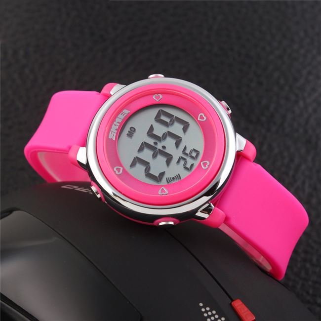 Skmei Girls Kids Pink Digital Watch 50m Water Resistant With Stopwatch Alarm Ages 5+ DG1100