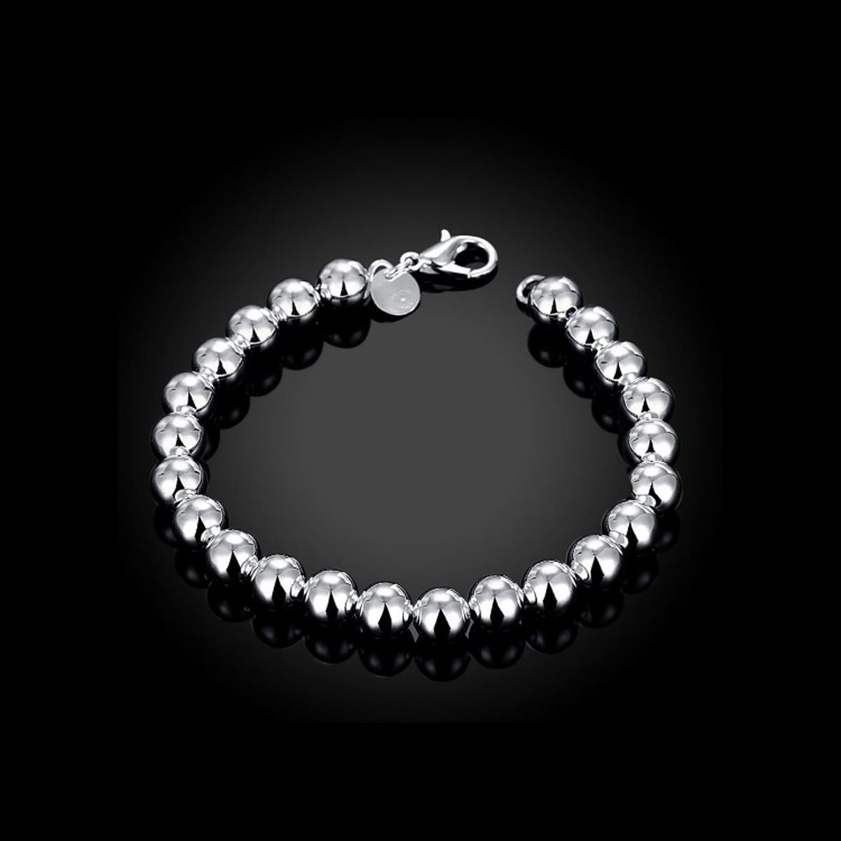 Women's Ladies Small Beads Ball Silver Plated Bracelet Bangle Gift UK BG1724