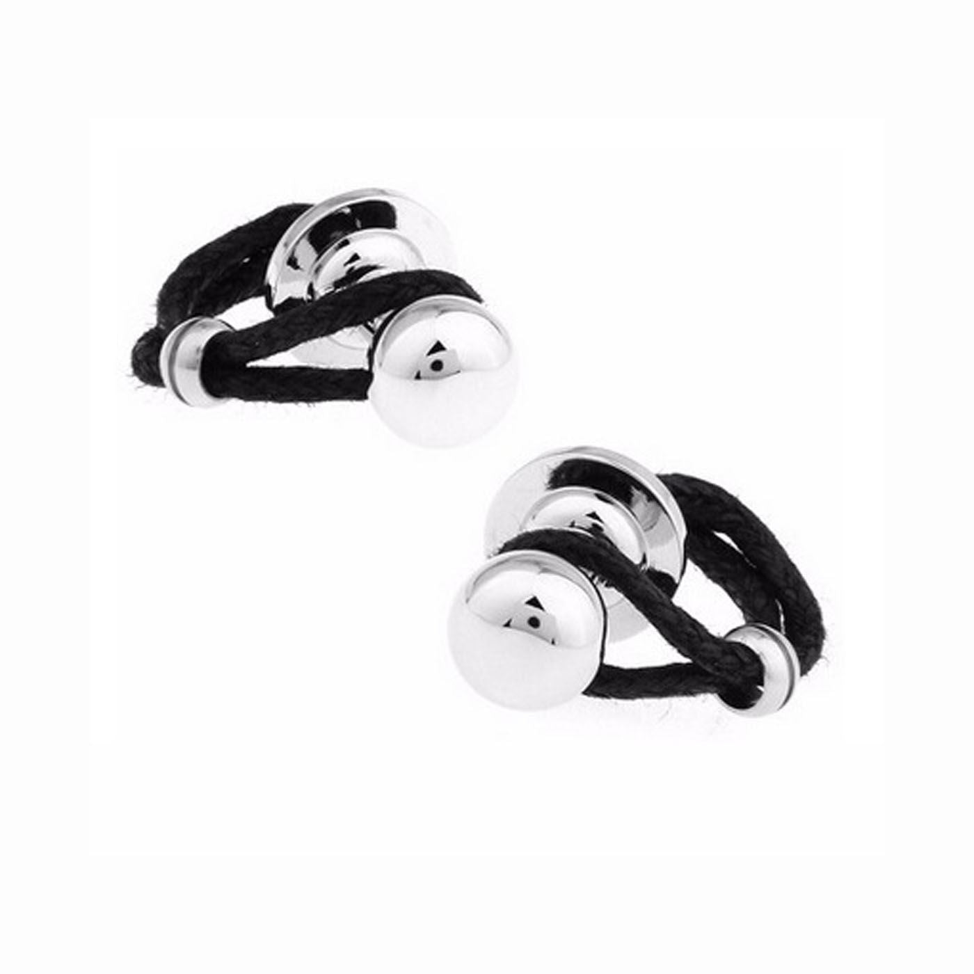 Charles William Mens Ladies Luxury Stud Shirt Cufflinks Black Leather Ball Return Unique Gift