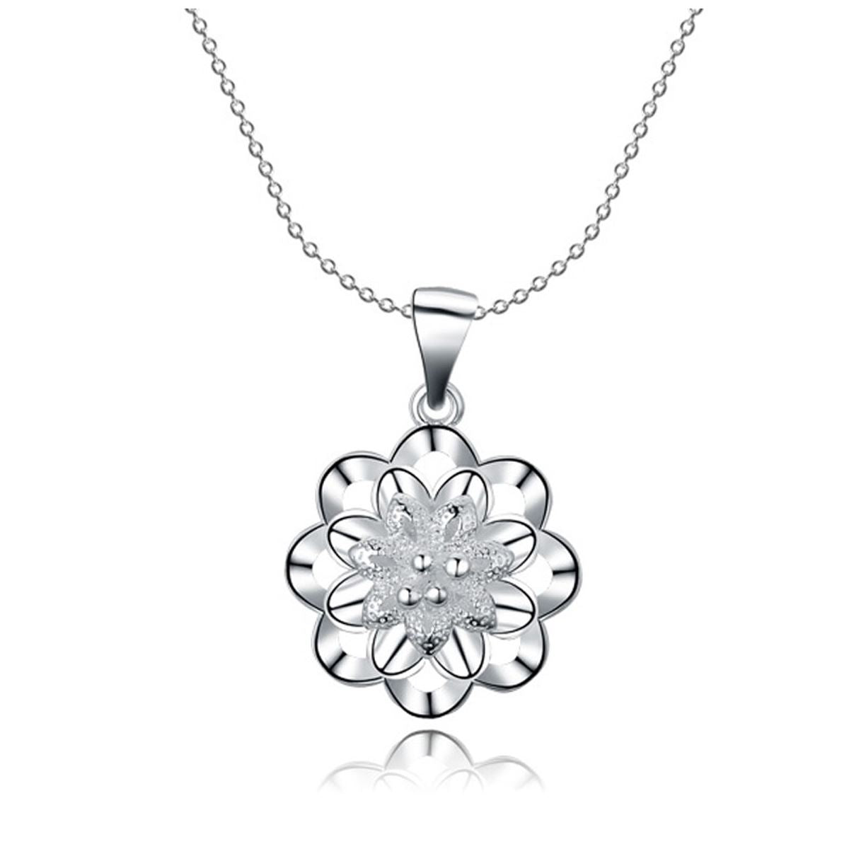 Silver Plated Star Snowflake Pendant Necklace Gift Present For Women Ladies Girls