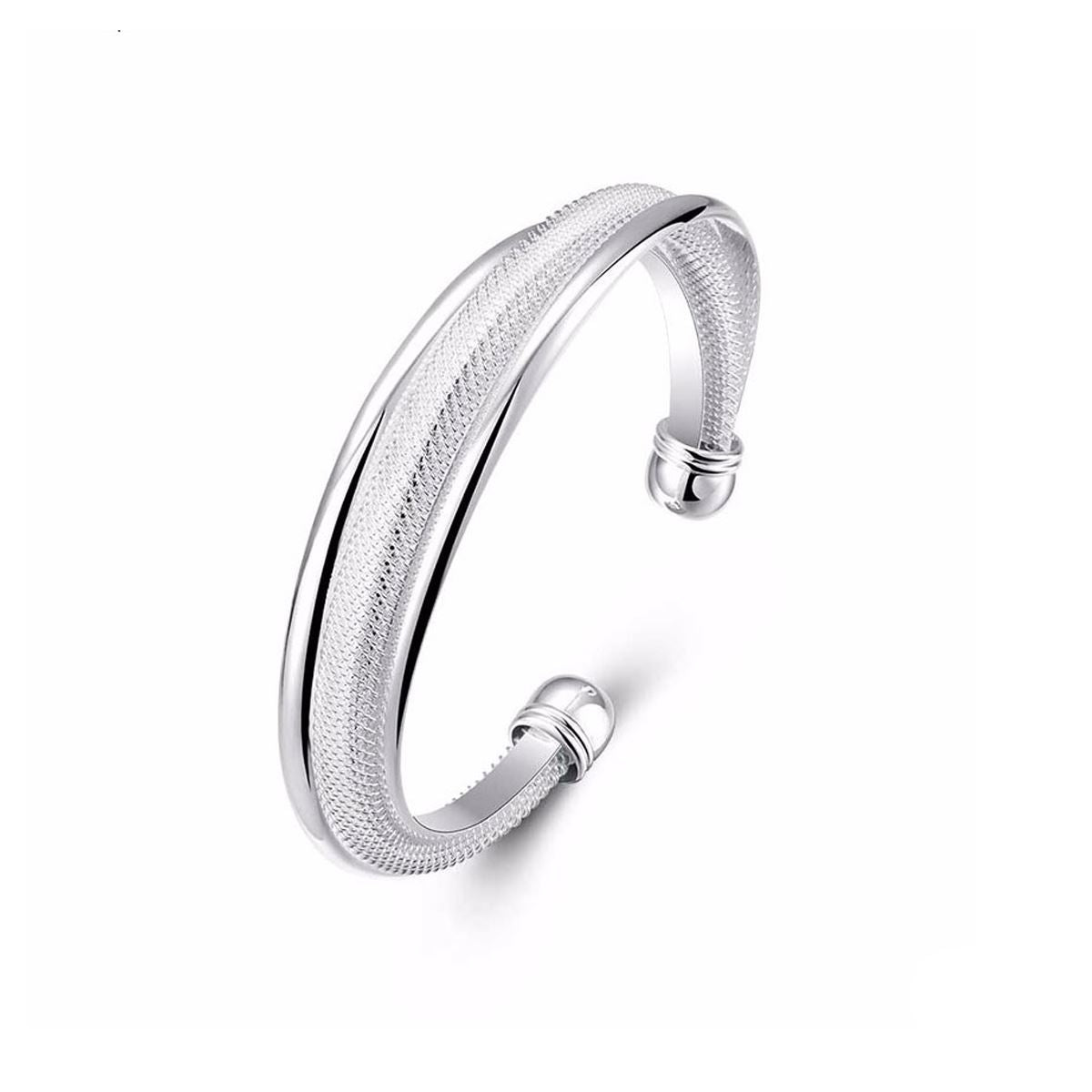 Women's Beautiful Silver Plated Bracelet Bangle Silver Weave Design UK Seller