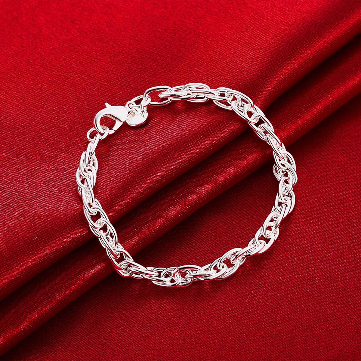 Men's Women's Chain Bracelet Bangle Silver Plated With Lobster Close BG1727