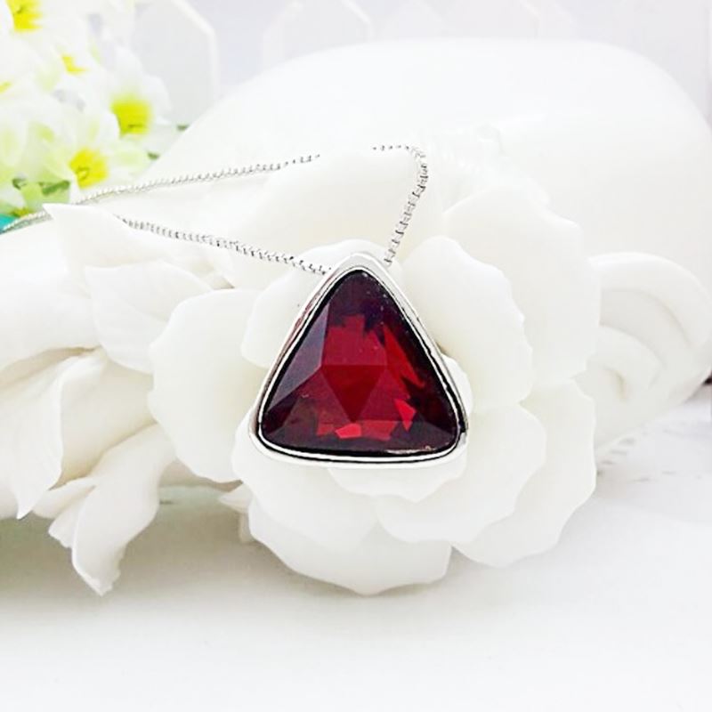 Women's Ladies Girls Triangle Pendant Necklace Red Stone Encrusted Mix & Match Jewellery UK Seller