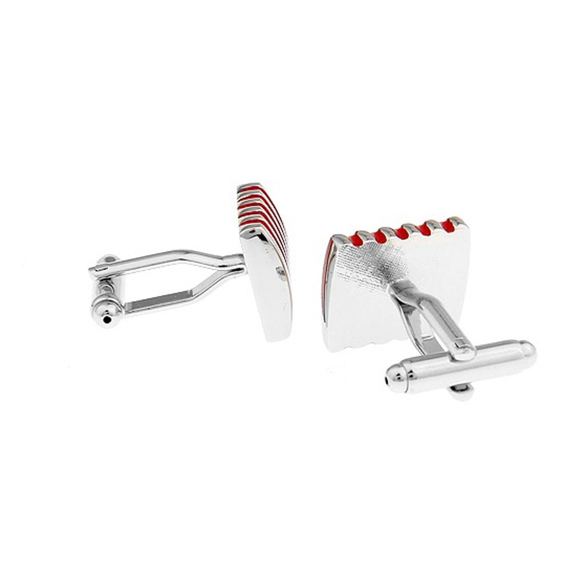 Charles William Premium Red Silver Stripe Cufflinks Novelty Rectangle Shirt Cuff Links Fashion