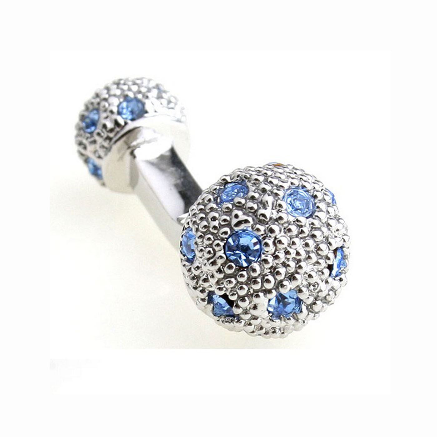 Charles William Mens Ladies Luxury Stud Cufflinks Blue Silver Ball Return Unique Gift Top Quality