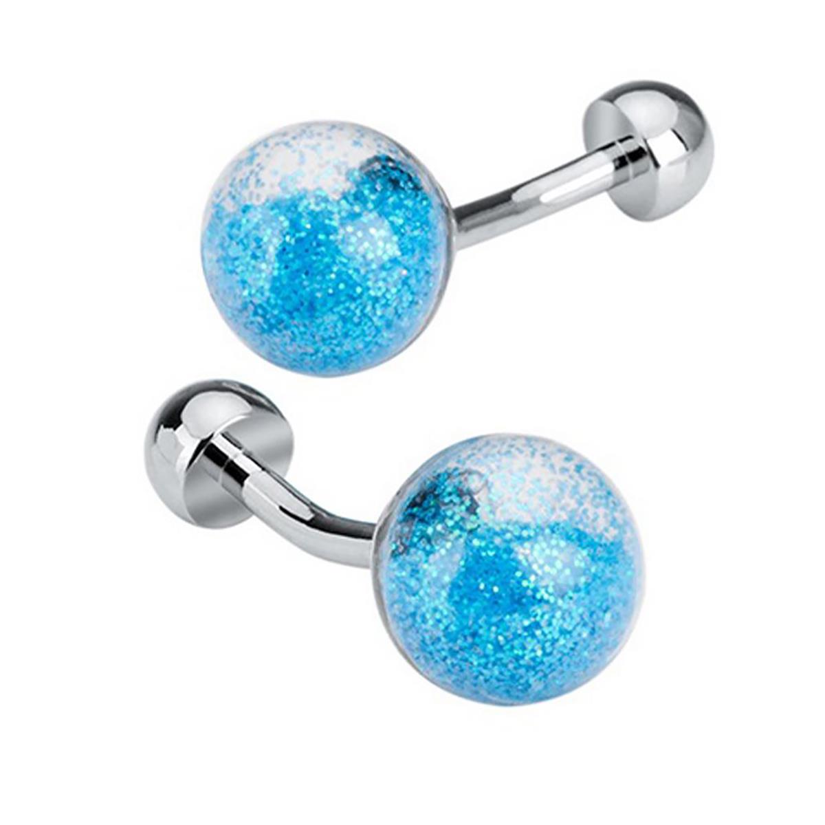 Charles Luxury Round Sand Timer Blue Colour Smart Cufflinks Wedding Business Unique Gift UK