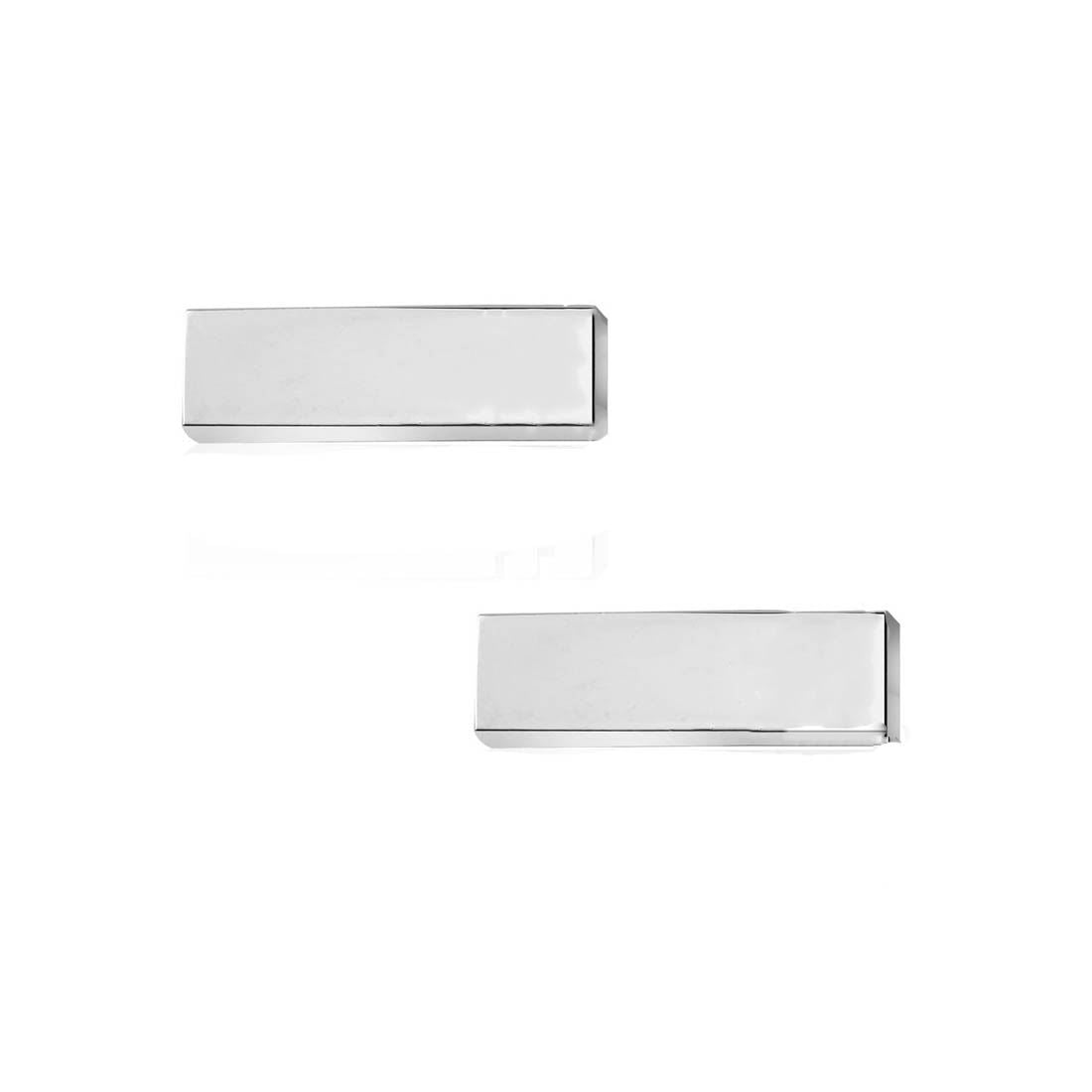 Charles William Silver Rectangular Bar Barrel Cufflinks Polished Groom Wedding Smart Gift Present