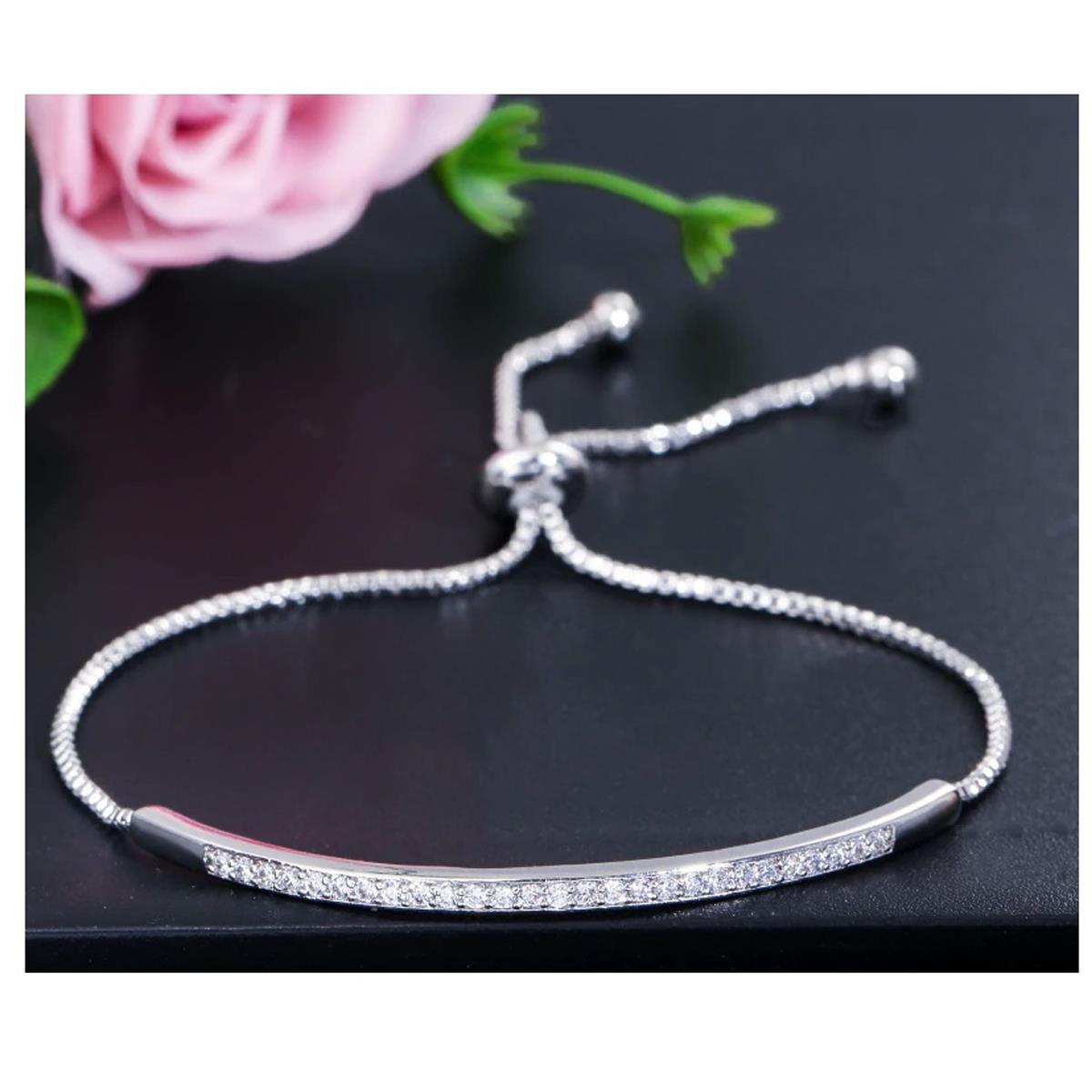 Premium Bracelet Bangle Silver With Stunning Stones Adjustable ALL Sizes UK