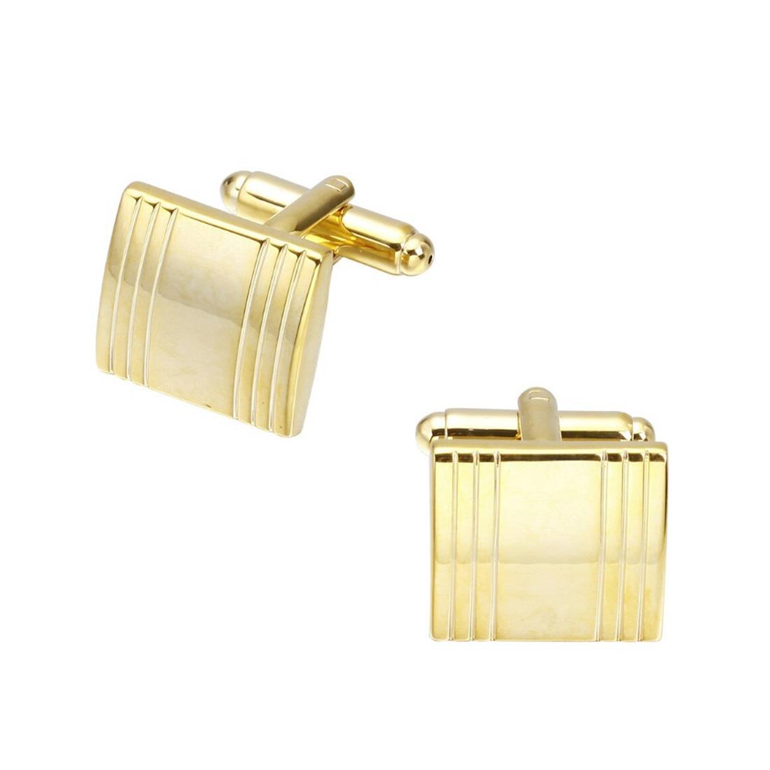 Charles William Gold Cufflinks Square Shape Premium Quality Free Pouch