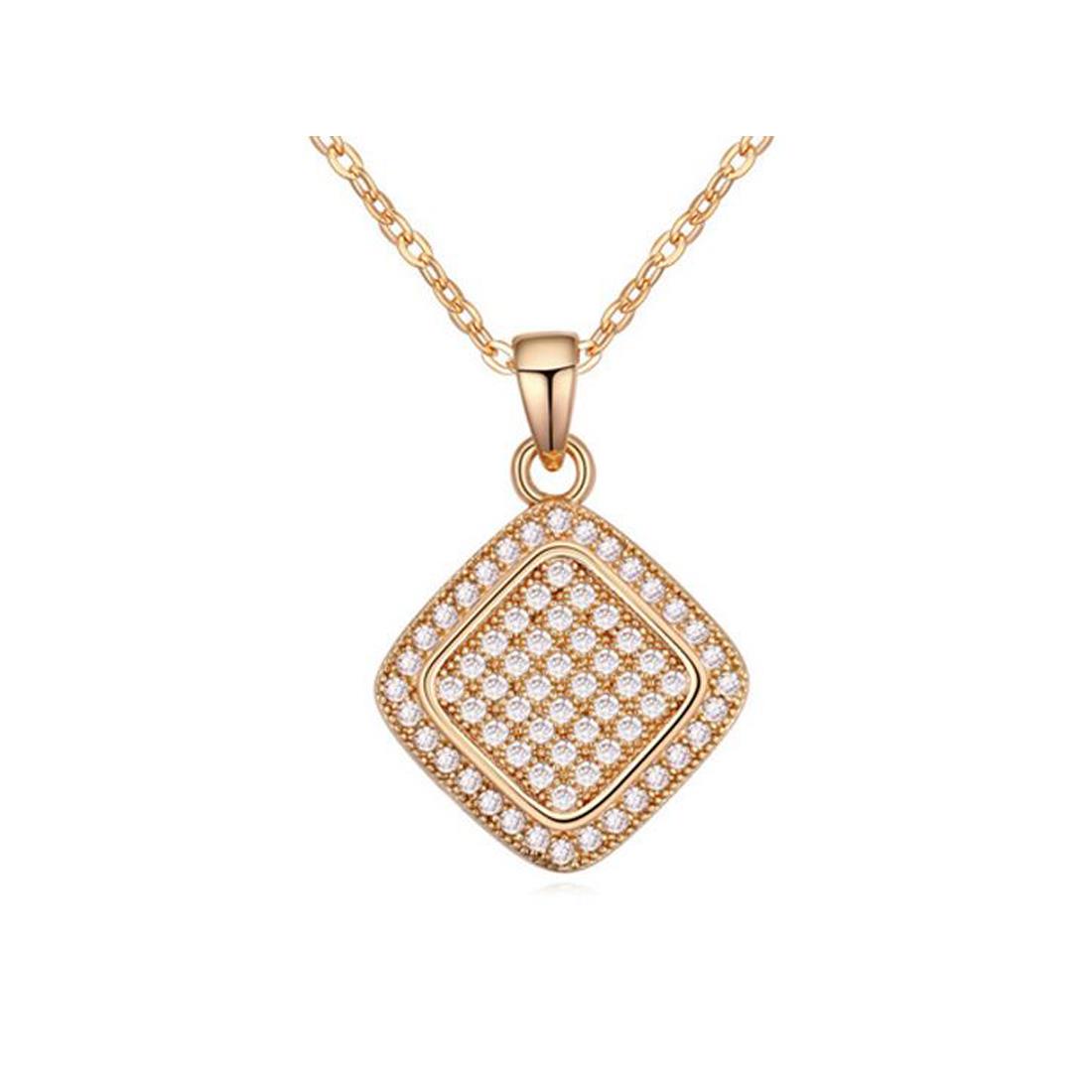 Stunning Sparkle Diamond Shape Necklace With Crystal Stones Encrusted Gold UK BG1307