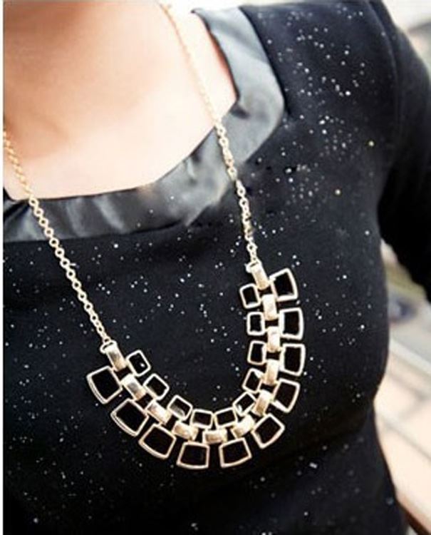 Women's Statement Necklace Shiny Enamel Jewellery Gold Tone Fashion Accessory UK