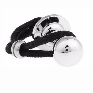 Charles William Stud Shirt Cufflinks with Black Leather