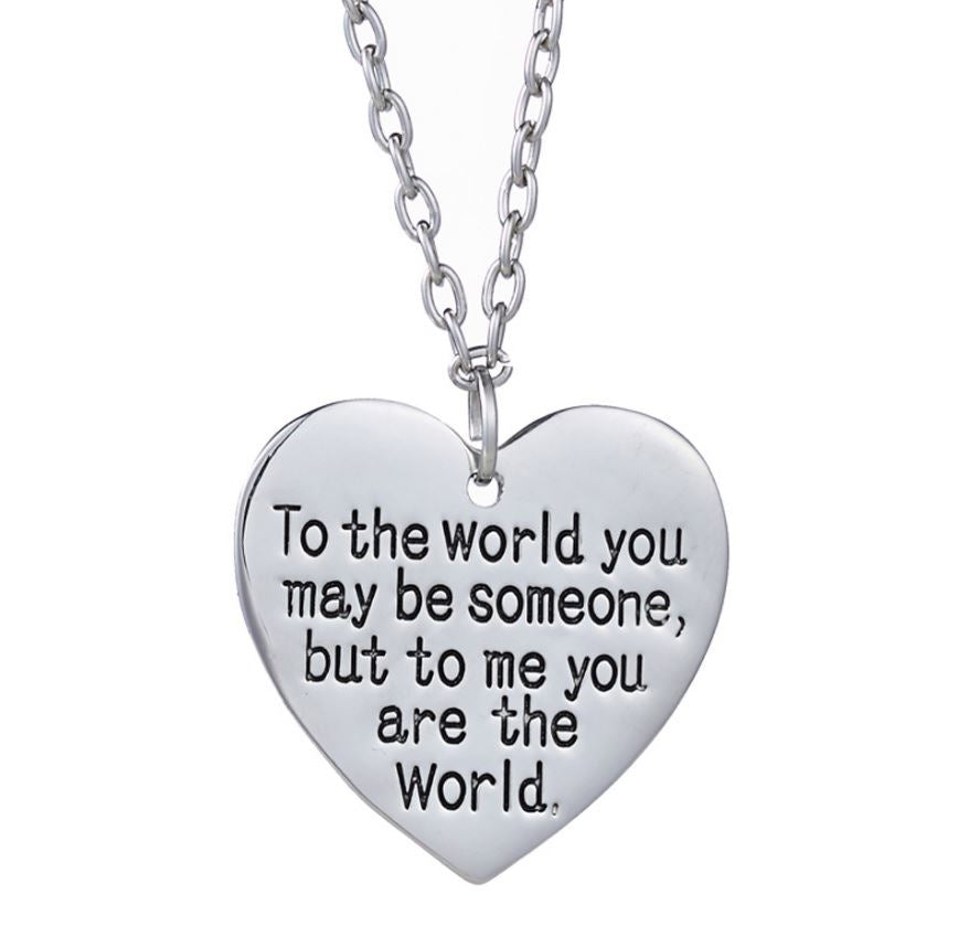 Women's Gift Necklace For Wife Daughter Mother Love Heart Pendant You Are The World UK