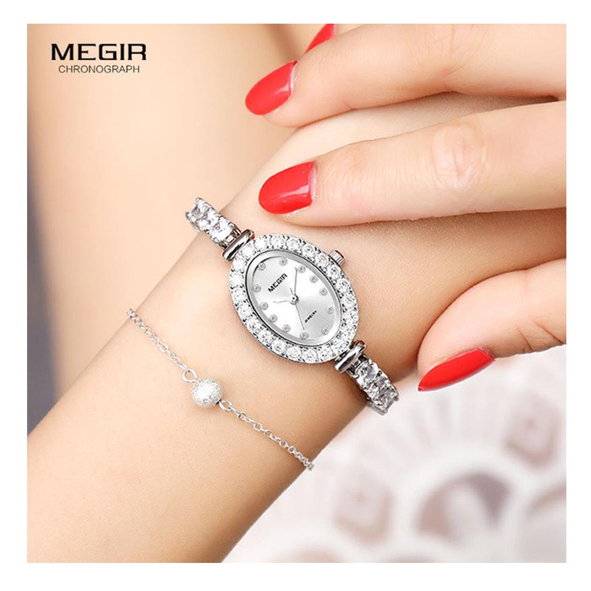 Megir Premium Megir Ladies Round Quartz Analogue Luxury Watch Silver Smart Watches UK