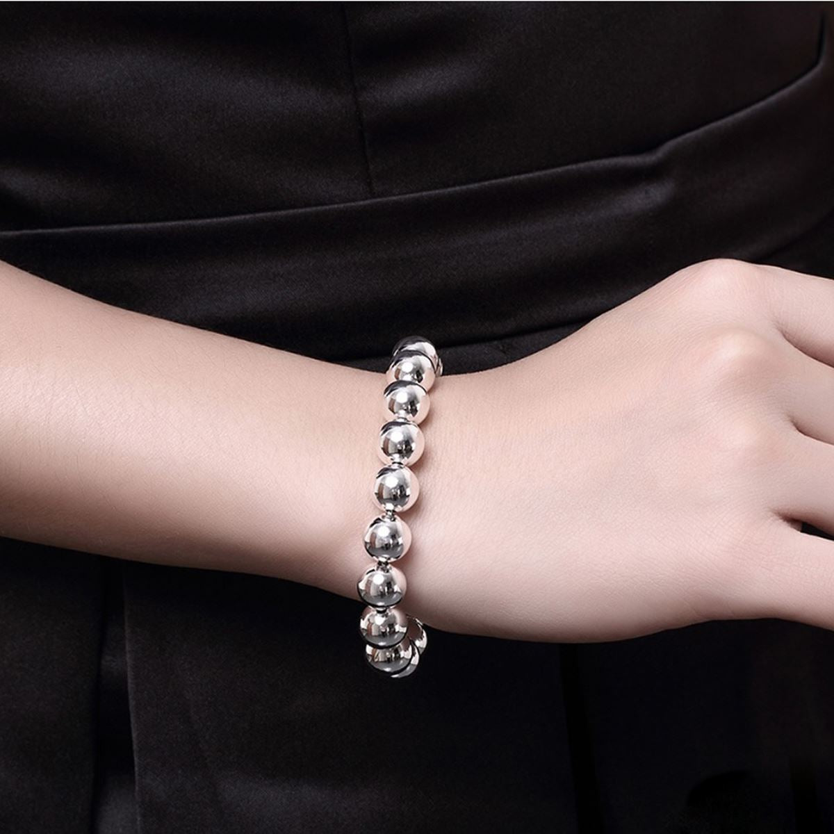 Ladies Jewellery Larger Balls Beads Silver Plated Bracelet from Charles William