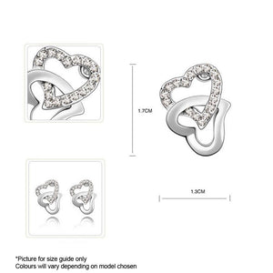 Silver Earrings with Sky Blue Stones and Locked Heart