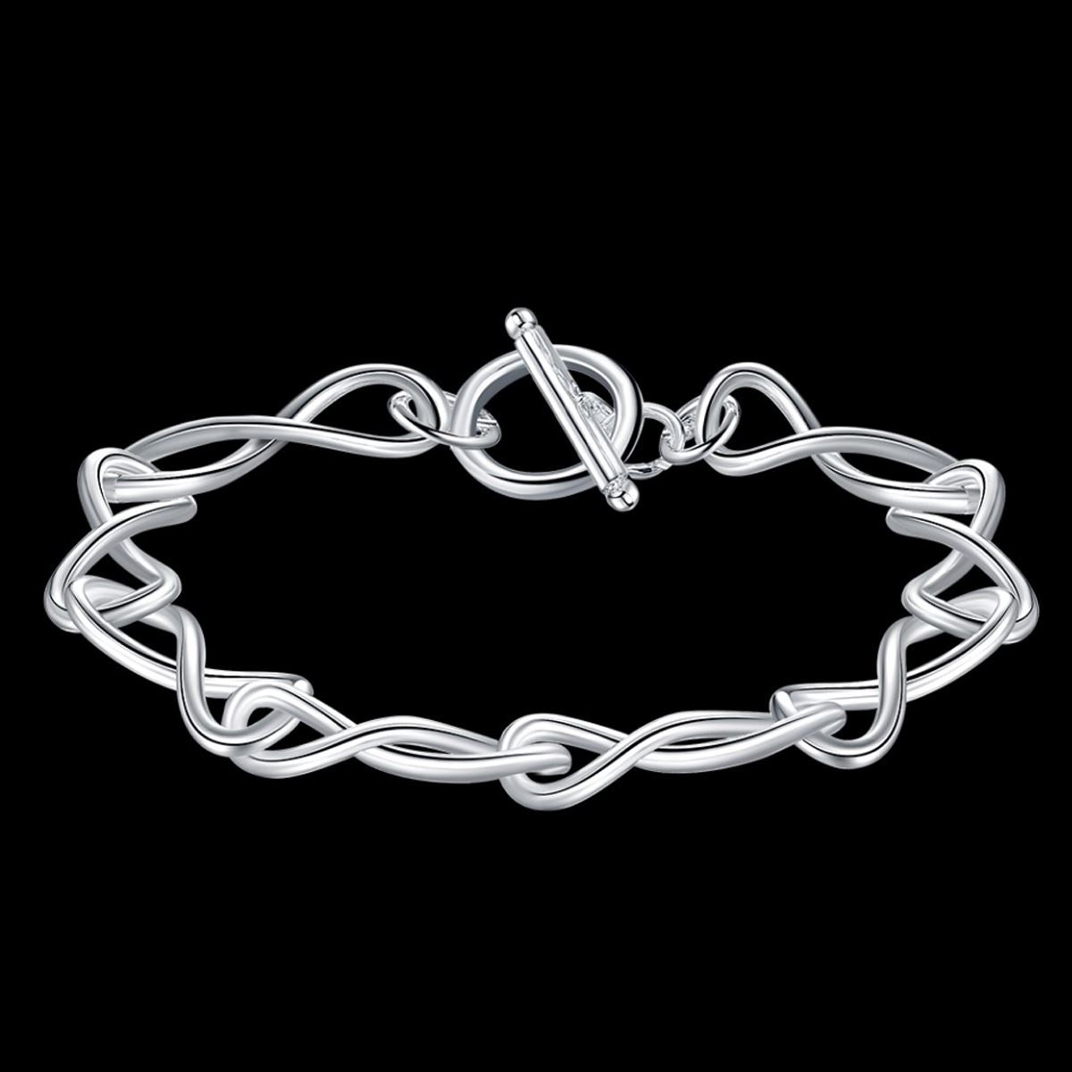 Women's Ladies Angled Chain Bracelet Bangle Silver Plated Jewellery UK Seller BG1728